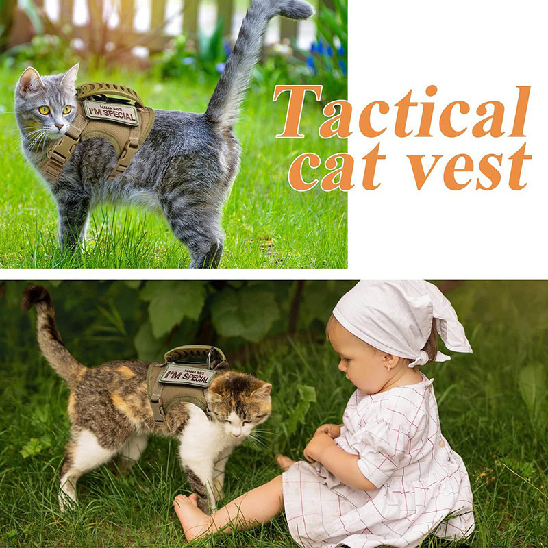 Tactical Cat Harness Walking Escape Proof Soft Mesh Adjustable Pet Vest ...