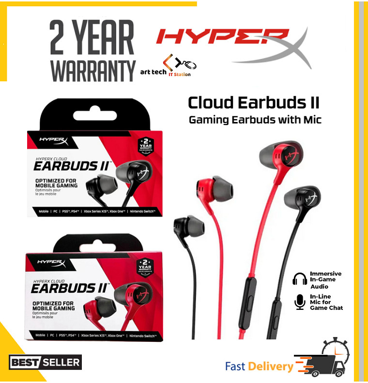 HYPERX CLOUD EARBUDS II IN EAR GAMING HEADPHONE WITH MIC
