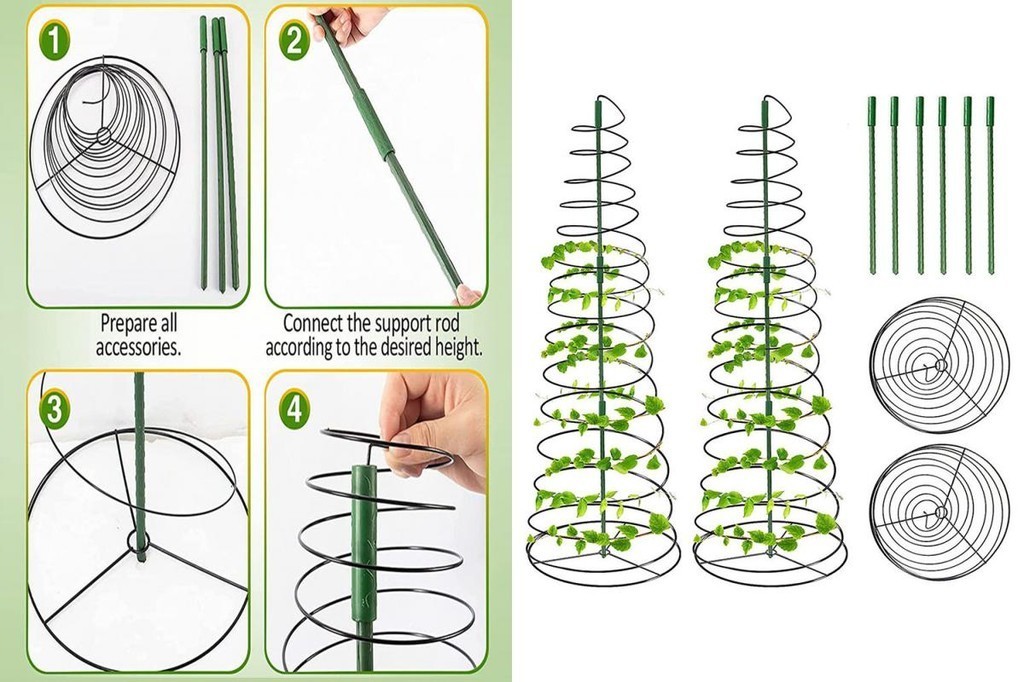 Moon Durable Vine Plant Cage Strong Metal Green Bean Trellis Tower for