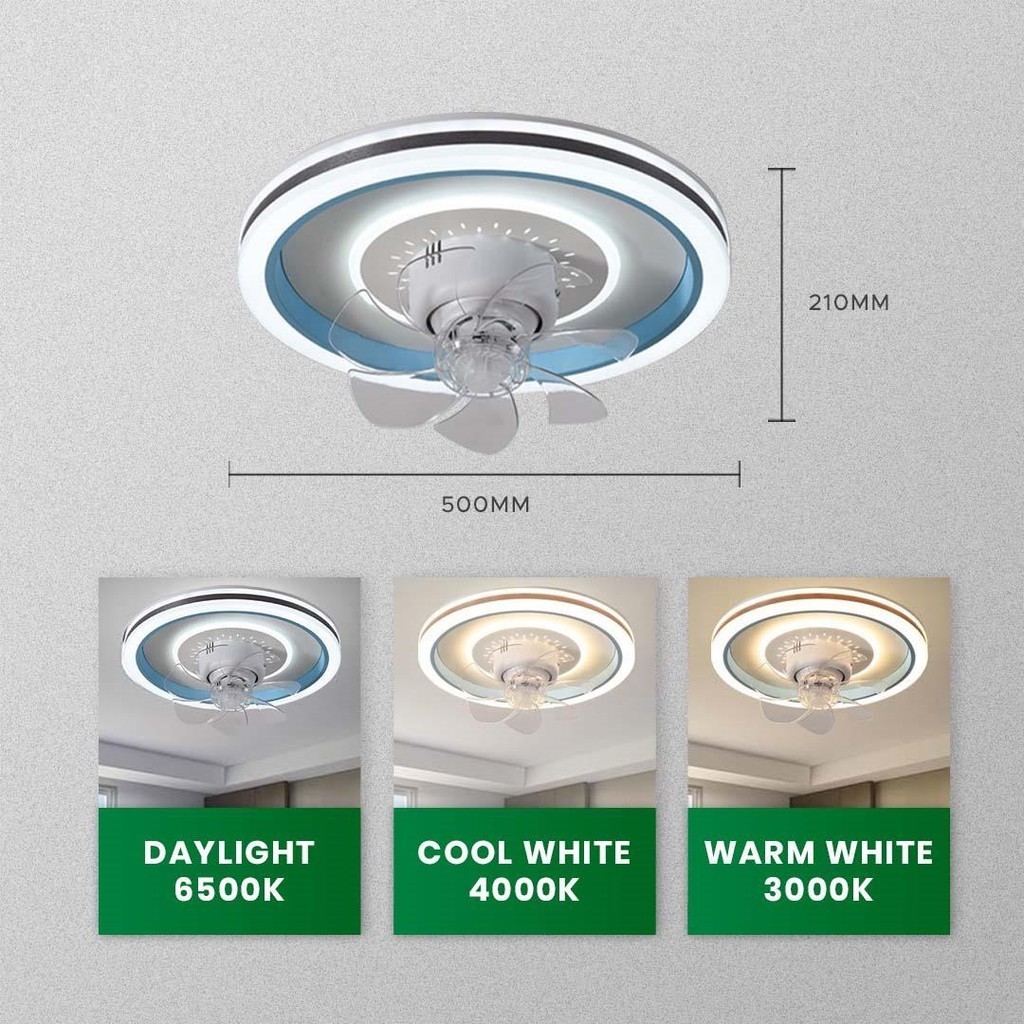 MODERN CEILING FAN LIGHT 360 OSCILLATION DC MOTOR 6 SPEED REMOTE ...