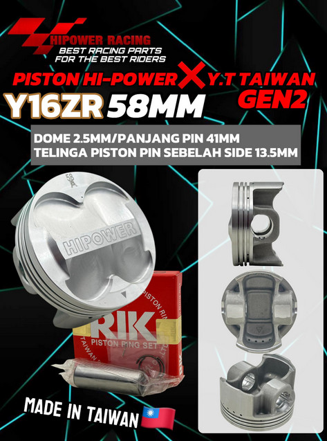 HIPOWER RACING HI POWER FORGED PISTON * DOME 2.5MM * WITH RING Y16ZR ...
