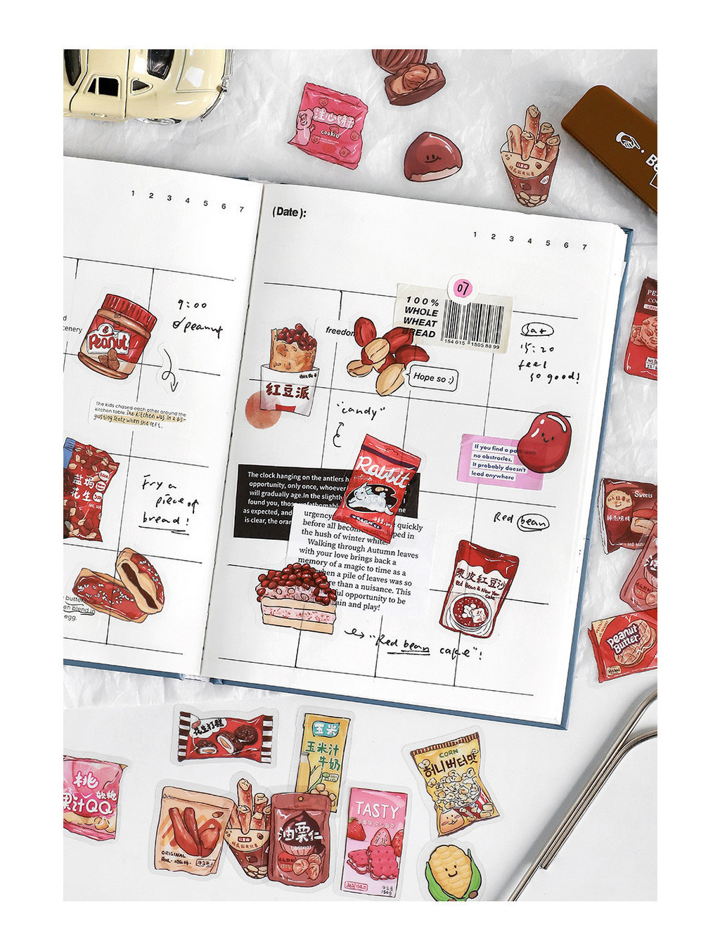 Idako Snack Cabin Series PET Sticker Pack Cute Snacks Handbook Diary ...