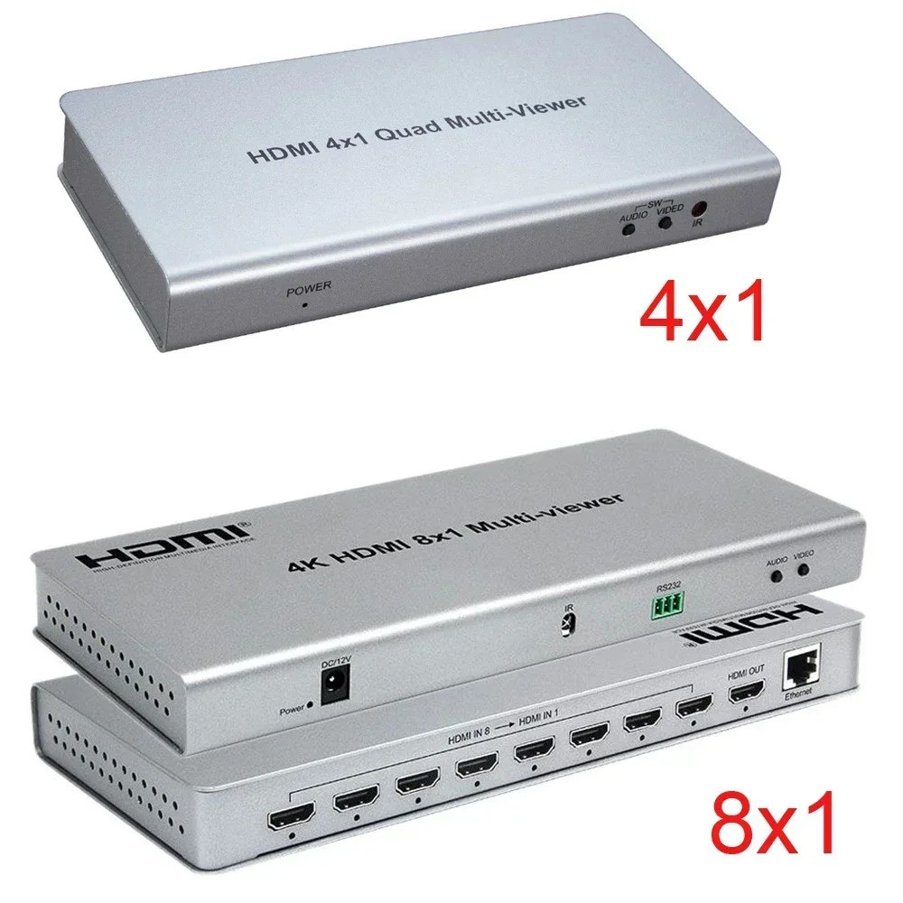 4K HDMI 8x1 Quad Multi-viewer Switcher 8 In 1 Out Seamless Switch 4x1 ...