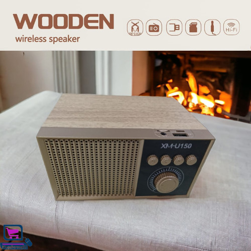 Wooden Rechargeable FM Radio Portable Bluetooth 5.3 Speaker Wireless ...