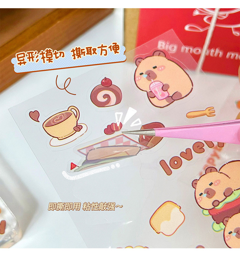 【现货】Kapybara Waterproof Sticker 卡皮巴拉防水贴纸 手帐贴纸 卡通 水豚 pet贴纸 咕卡贴纸 钥匙扣 学生 ...