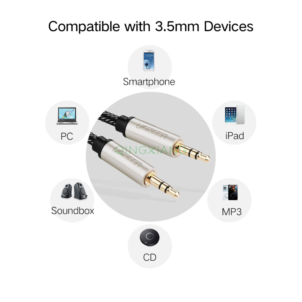 Ugreen AUX Audio Cable Black Weaving Jack 3.5mm To 3.5 Car Line For ...