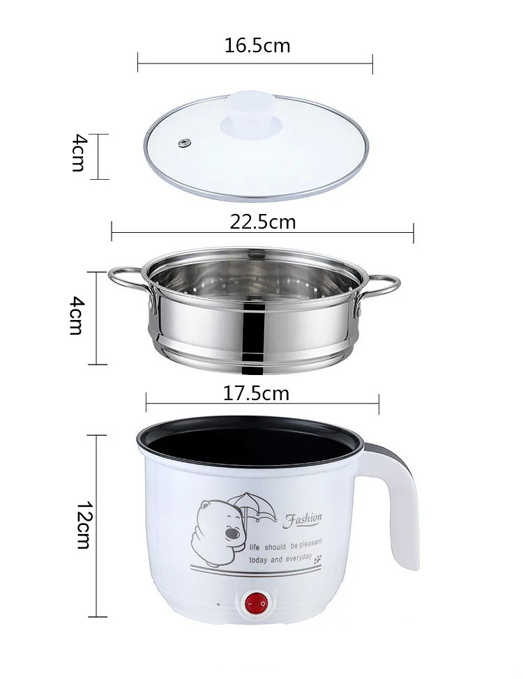 🔥Non Stick🔥1.8L Mini Rice Cooker Multifunction Pot Frying Pan Portable