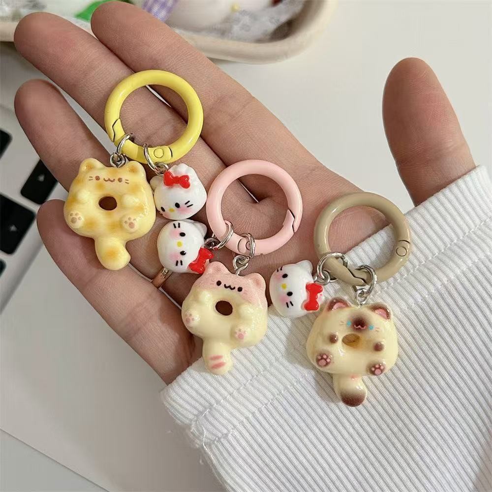 Original Cute Cartoon Donut Cat Key Ring Siamese Cat KTins Style ...