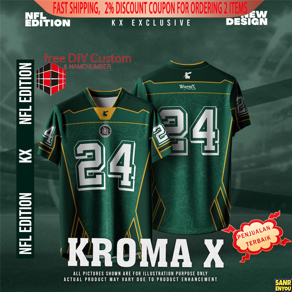 free DIY Custom Namenumber 2024 Baju NFL jersey Full sublimation sports shirt Customized Name Number Polo Vintagecollar jersey standing collarhigh quality plussize Shopee Malaysia