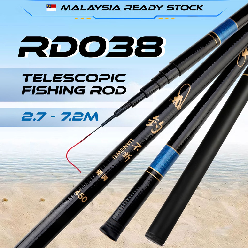 MR.T】 Telescopic Fishing Rod 2.7m/3.6m/4.5m/5.4m/6.3m/7.2m Fibreglass  Ultralight Joran Pancing UL Fishing Rod