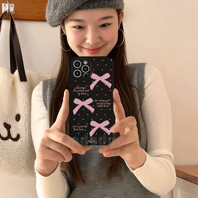 Pink Polka Dot Bow Ribbon Casing For Samsung Galaxy M51 M53 M52 M33 M23 ...