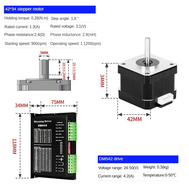 42 Stepper Motor NEMA17HS Two-Phase Four-Wire Micro Motor Forward ...