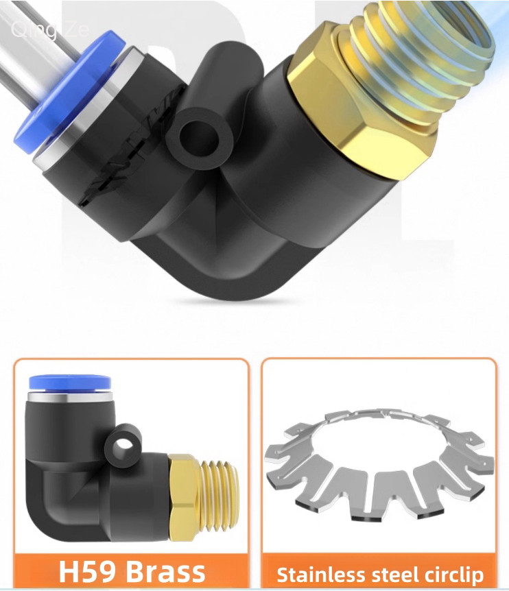 Trachea Quick Plug Quick Connector 90 Degree Elbow Male Thread PL6-02 ...
