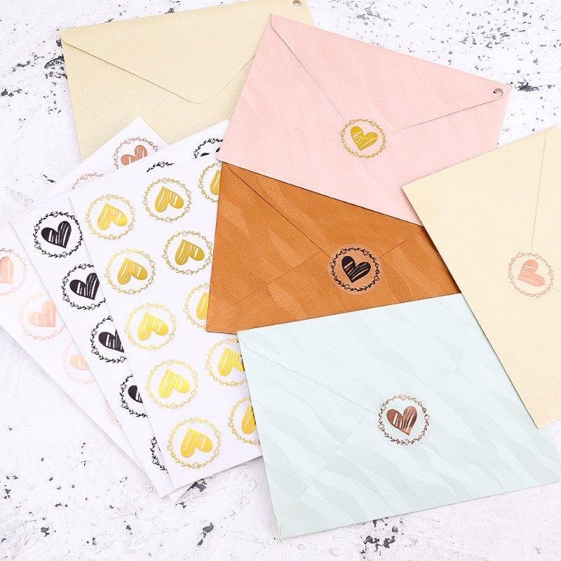 [ Featured ] 25 Pcs Gold Embossed Envelope Sticker - Self-adhesive ...