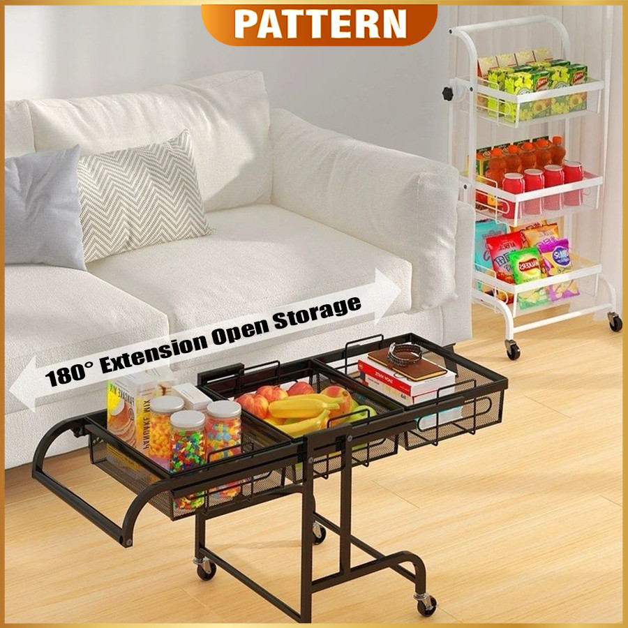 PATTERN 100% Full Metal 3 Tier Foldable Trolley with Wheels | Movable ...