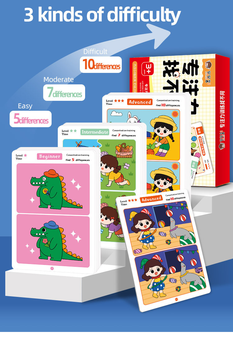 64 Pages Find The Difference Puzzle Game Erasable and Rewritable Focus ...