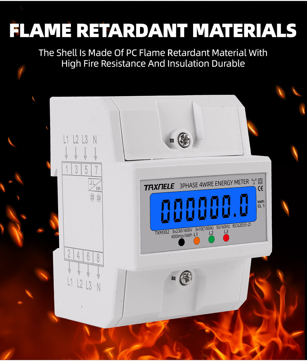 Din Rail 3 Phase 4 Wire Electronic Watt Power Consumption Energy Meter ...