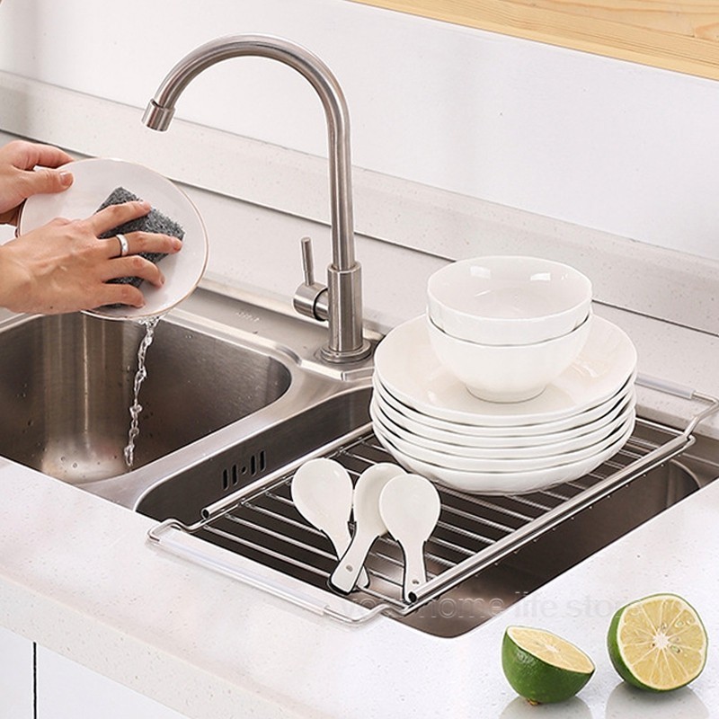 Drain Rack Expandable over the sink,304 Stainless Steel sink Rack,dish ...