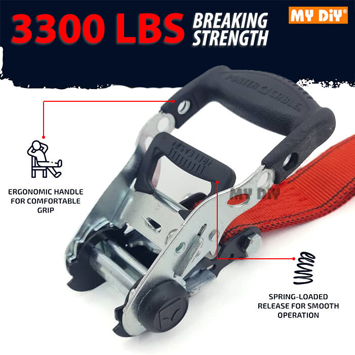 Cargo Straps 4-Pack Heavy Duty Ratchet Straps 3300LB