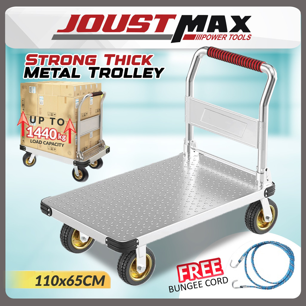 110x65CM Strong Thick Metal Trolley Foldable Heavy Duty Solid Steel ...