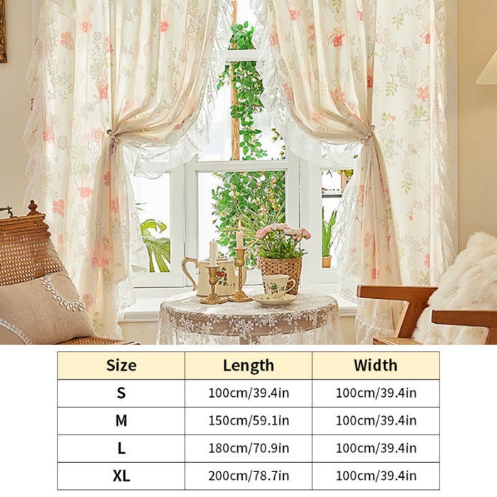 New Arrival 100*200CM Lace Bay Window Double Layer Semi-Blackout Bay ...