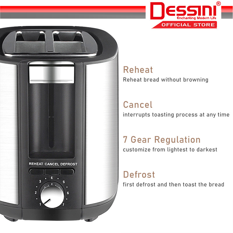 DESSINI ITALY Double Sided Electric Bread Toaster Sandwich Maker 7 ...