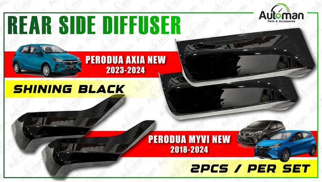Rear Skirt Gear Up Body Kit Glossy Black Model Perodua Axia Myvi New ...