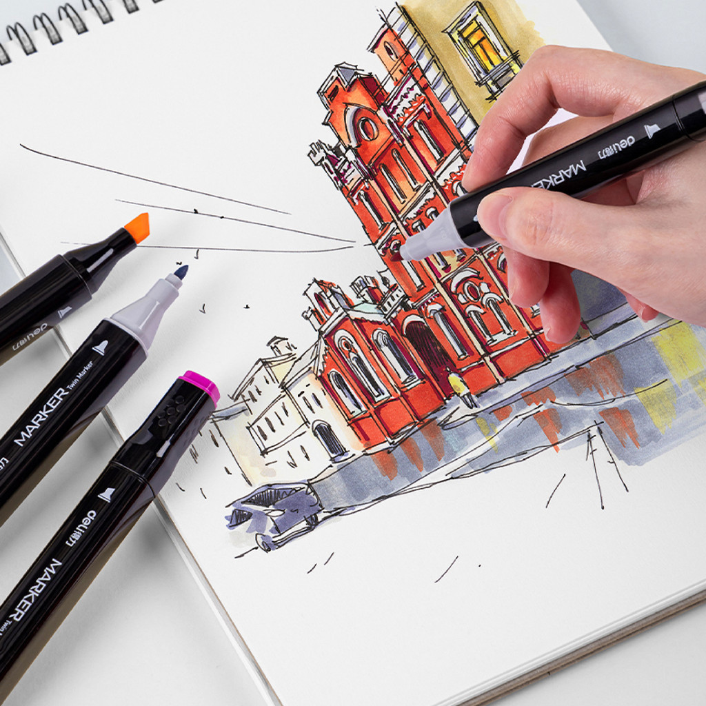 Deli Professional Chisel Art Pastel Marker (168 color) Skin Tone Basic ...