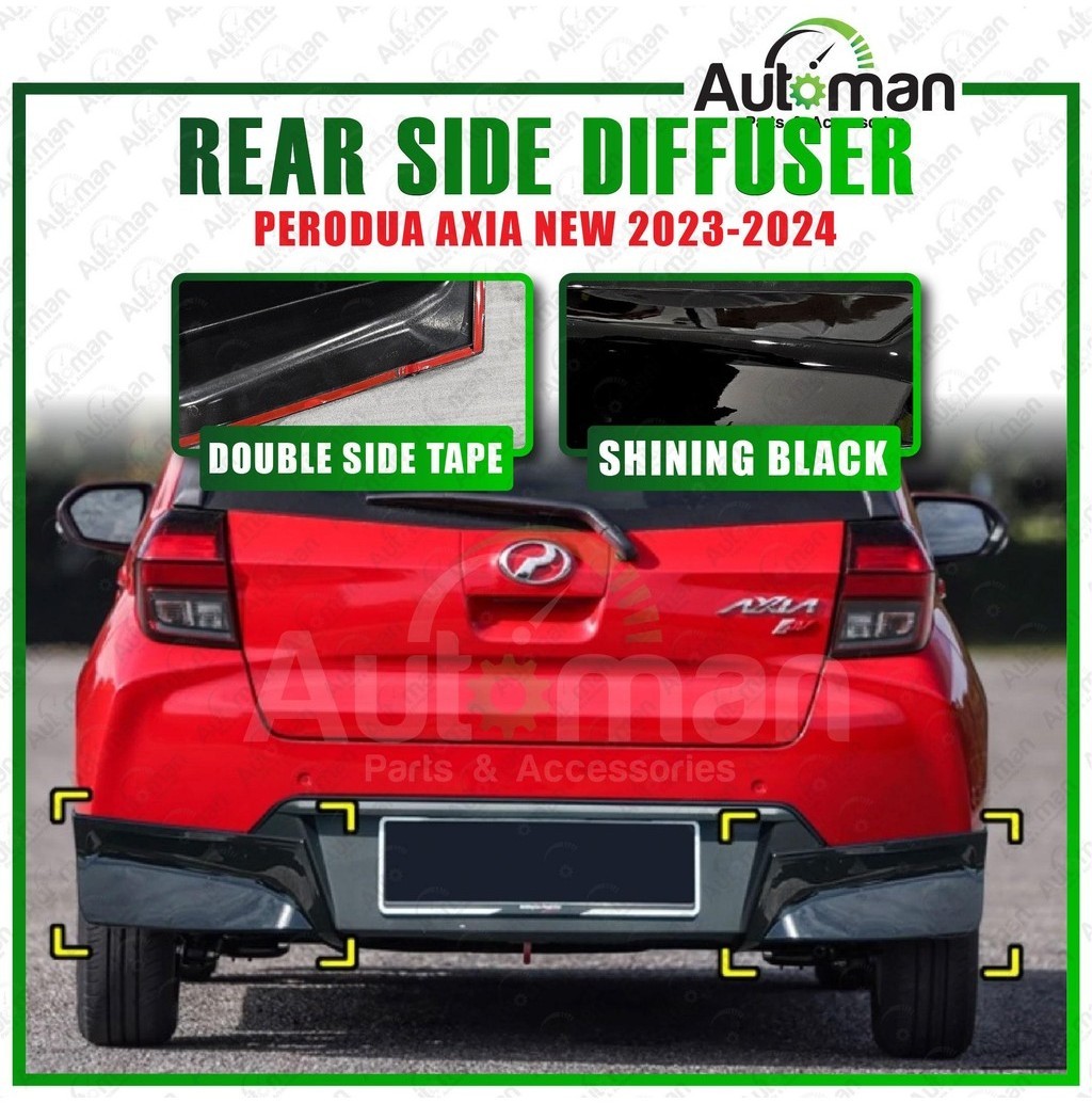 Rear Skirt Gear Up Body Kit Glossy Black Model Perodua Axia Myvi New ...