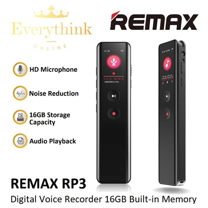 REMAX RP3 16GB DIGITAL AUDIO VOICE RECORDER NOISE REDUCTION, ULTRA THIN ...