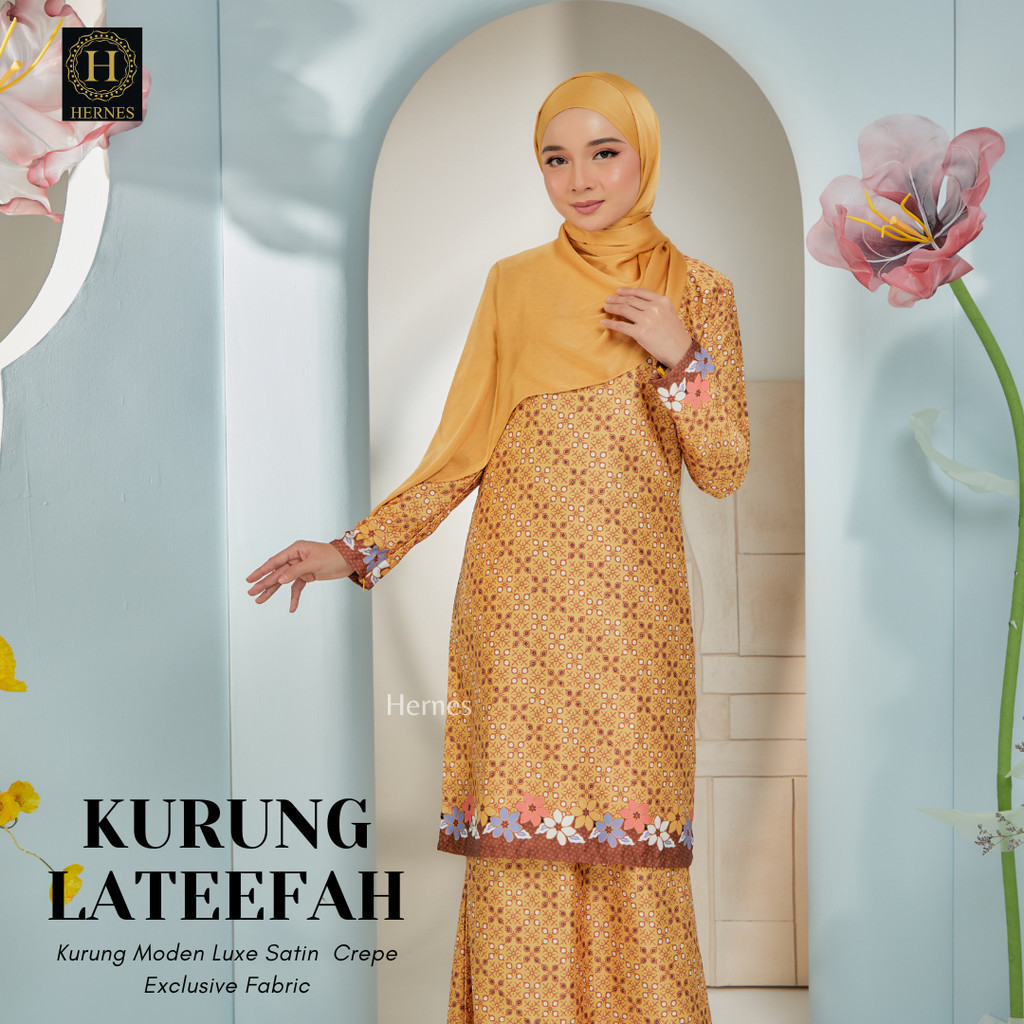 HERNES BAJU KURUNG MODEN LATEEFAH BAJU RAYA 2025 BAJU KURUNG BATIK MUSLIMAH BAJU KURUNG LUXE
