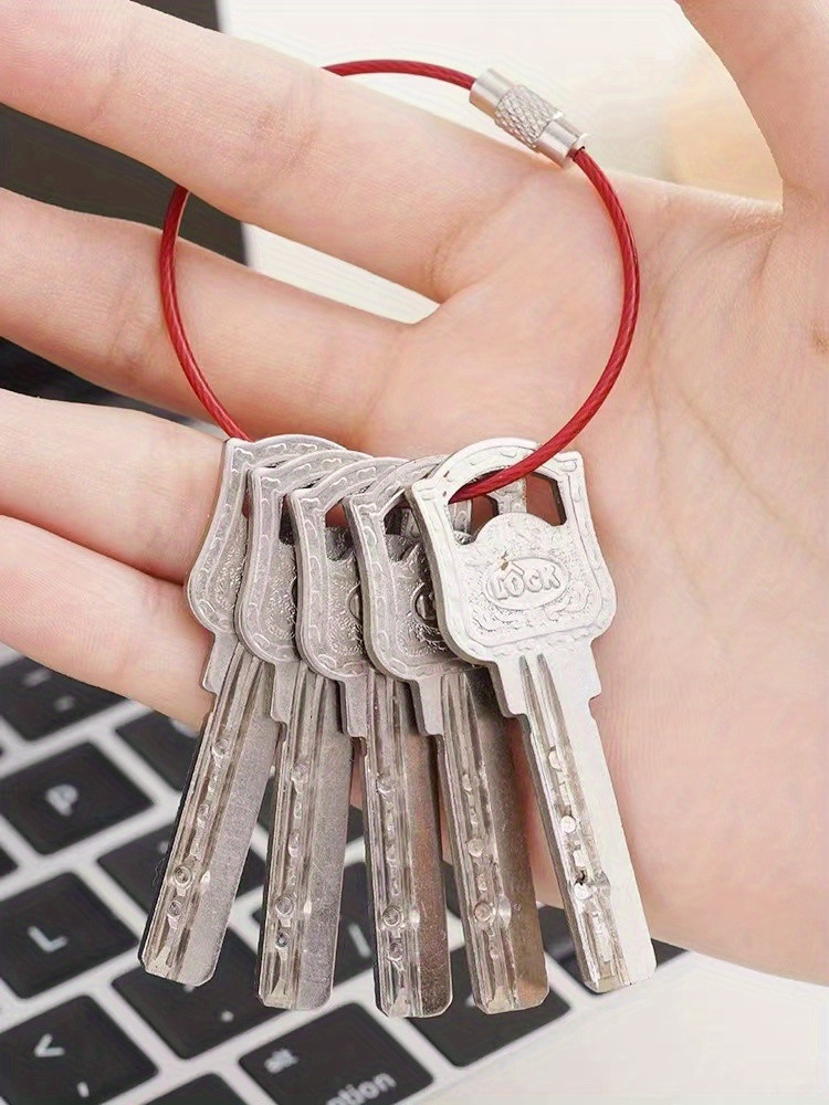 10pcs Mix Color Stainless Steel Wire Rope Screw Lock Ring, Key Ring ...