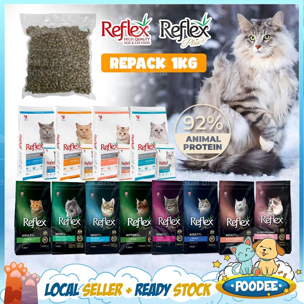 POODEE REFLEX PLUS REPACK 1KG Dry PREMIUM Protein Cat Food Salmon
