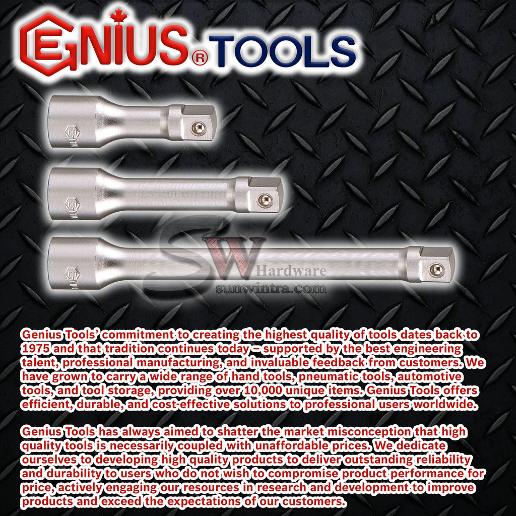 GENIUS TOOLS 1/2″ Dr. Extension Bar 75MM / 125MM / 250MM 424075 424125 ...