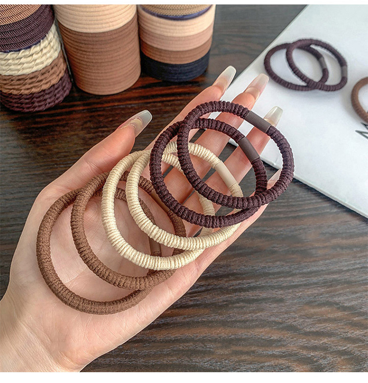 [5pcs]Milk Coffee Color Hair Rope Female Simple Temperament Rubber Band ...