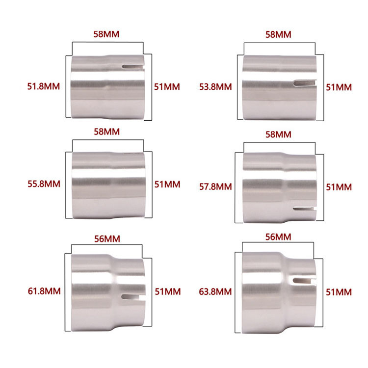 Universal 51-52 /54 /56/58/62/64mm Motorcycle Stainless Steel Exhaust ...