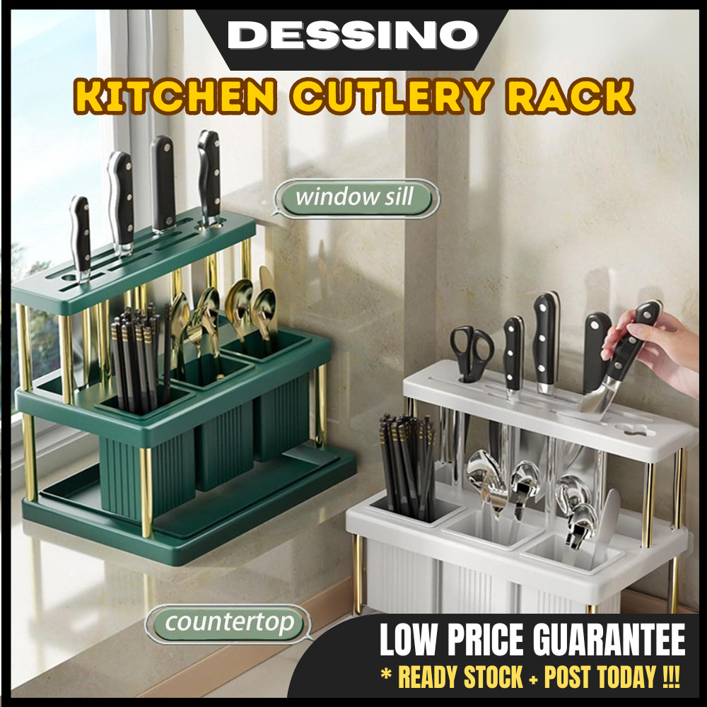 DESSINO Kitchen Cutlery Rack Chopstick Drainer Holder Rak Dapur Rak ...