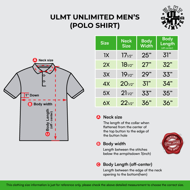 ULMT UNLIMITED Plus Size Golfer Edition Polo T-Shirt ULMT200008 Big ...
