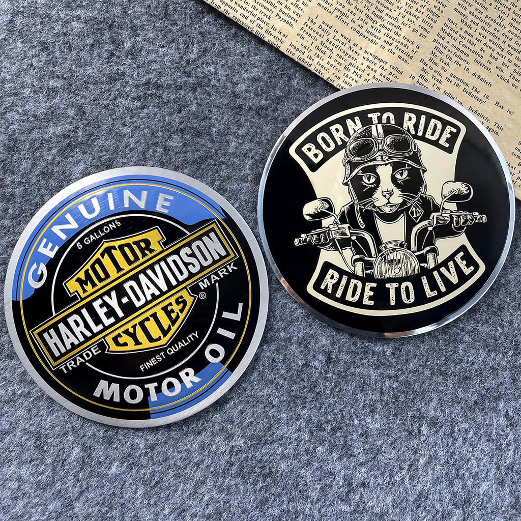 3D Cat Rider Motorcycle Sticker TR300 Metal Label Clutch Cover Sticker ...