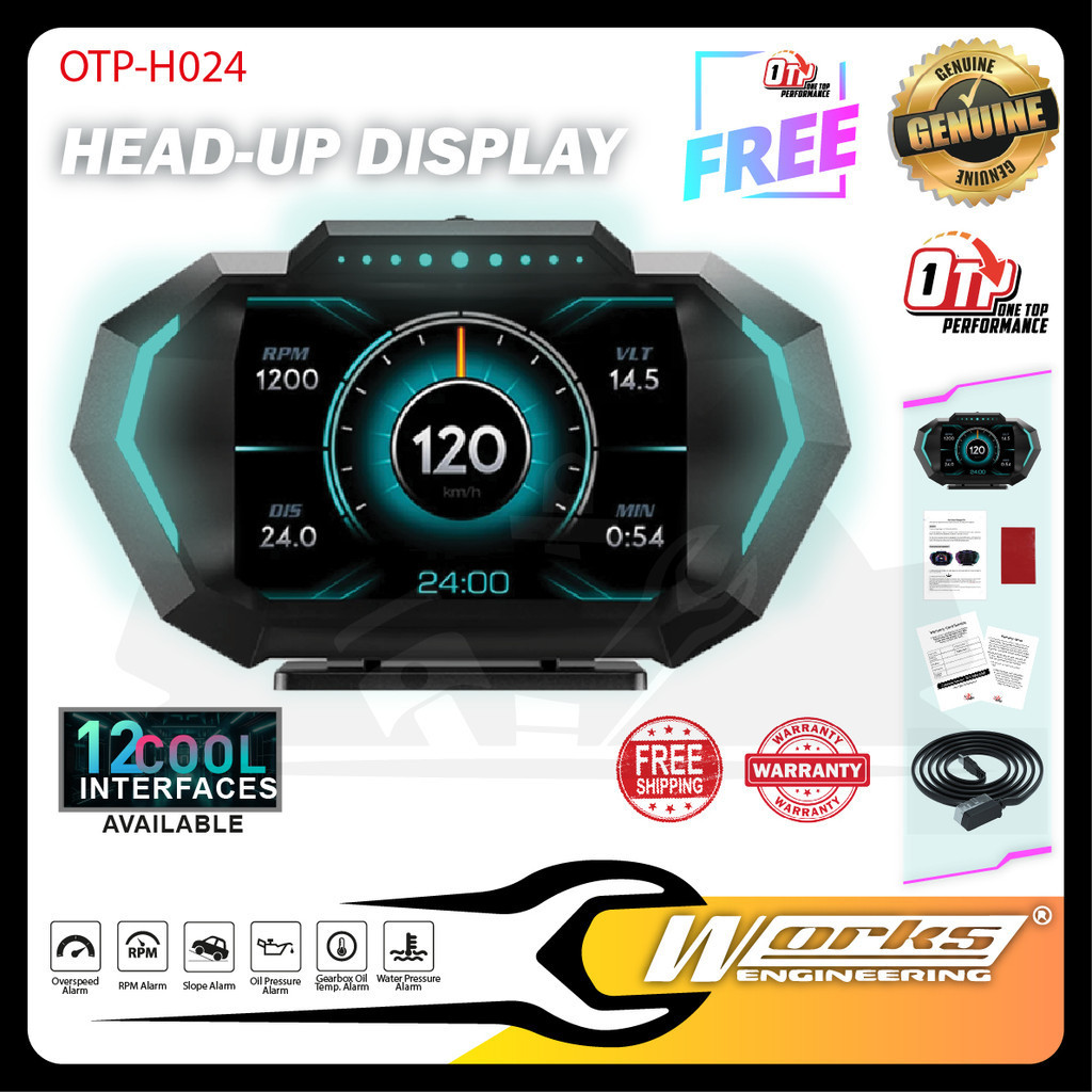 OTPH024 OBD2 Meter Speedometer Gauge P24 HUD Water Temp Turbo Toyota