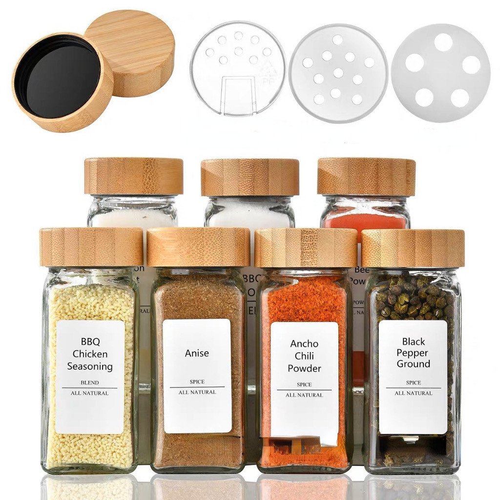 OMMO Dahlia Spice Rack Bamboo Seasoning Jar Condiment Drawer Storage ...