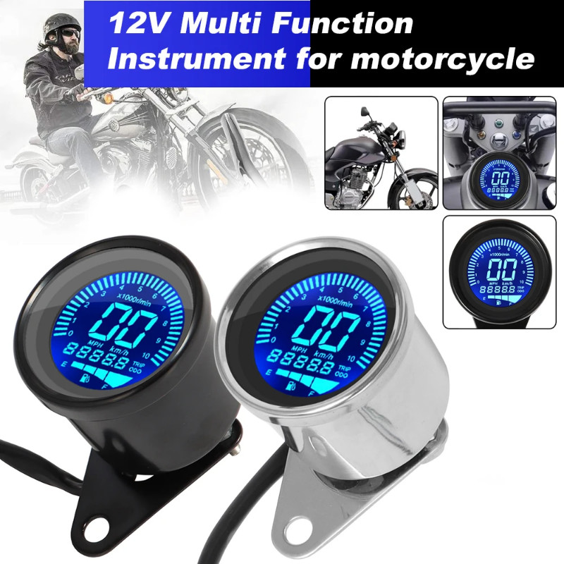 Universal Digital Motorcycle LCD Screen Speedometer Odometer Techometer ...
