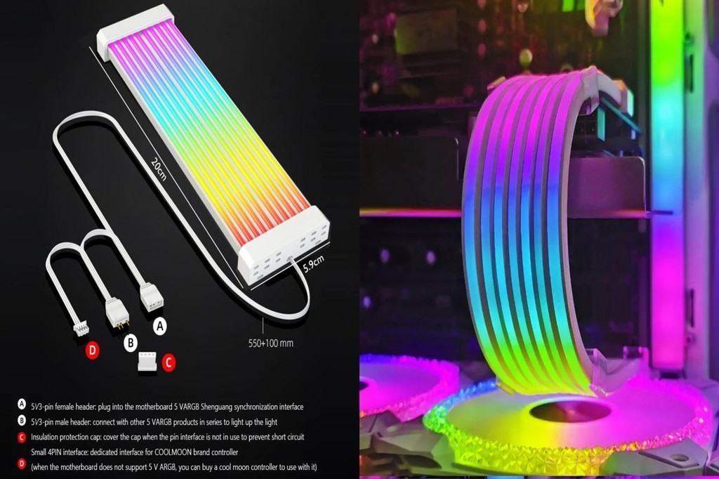 HUARMEY Silicone Light-emitting Panel 24pin Motherboard Power Extension ...