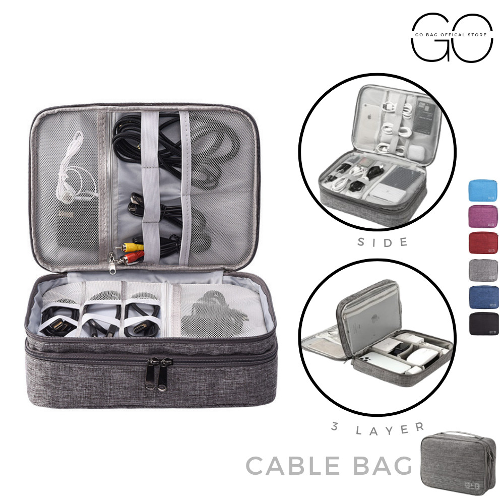 3 Layer Travel Digital Gadget Bag Cable Bag Organizer Bag USB ...