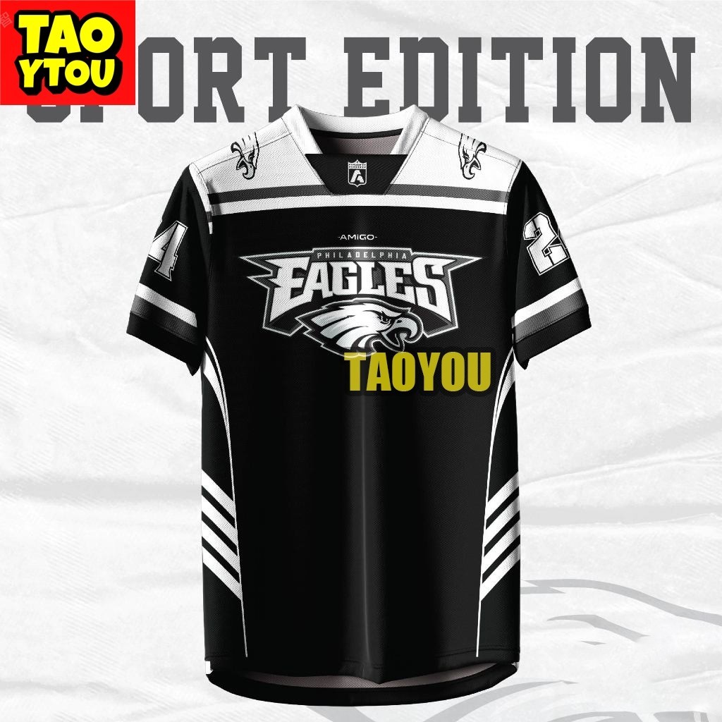 2024 NFL Sublimation Microfiber Jersey tshirt Design Eagles baju jersi