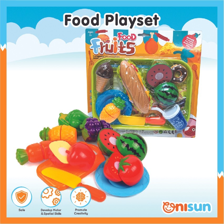 Kids Fast Food Fruits With Accessories Pretend Toy Playset (Mainan ...