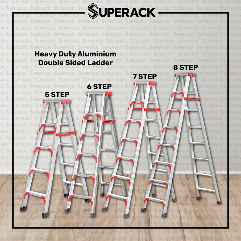 SUPERACK Ladder Heavy Duty Double Sided Foldable Aluminium Ladder ...