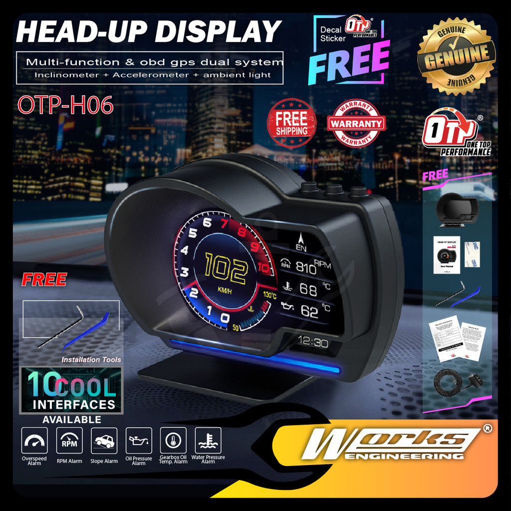 OTP-H06 Car OBD OBD2 Meter Speedometer Gauge P6 GPS HUD Water Temp ...