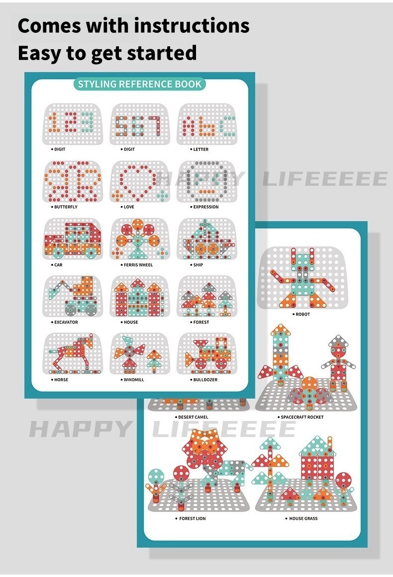 Children's Electric Drill Toy Set 211pcs 3D STEM Building Blocks Screw ...