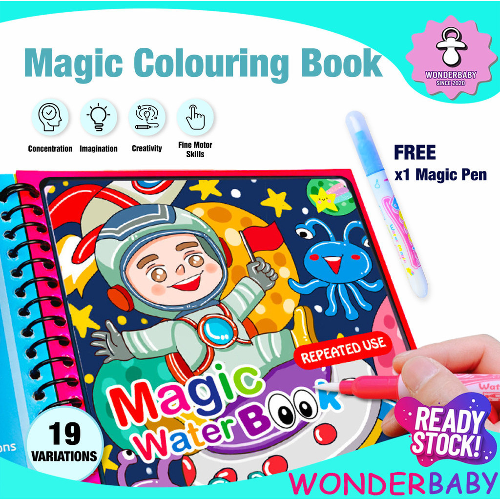 1 Book FREE 1 Magic Pen Buku Magik Magic Color Book Children stationery